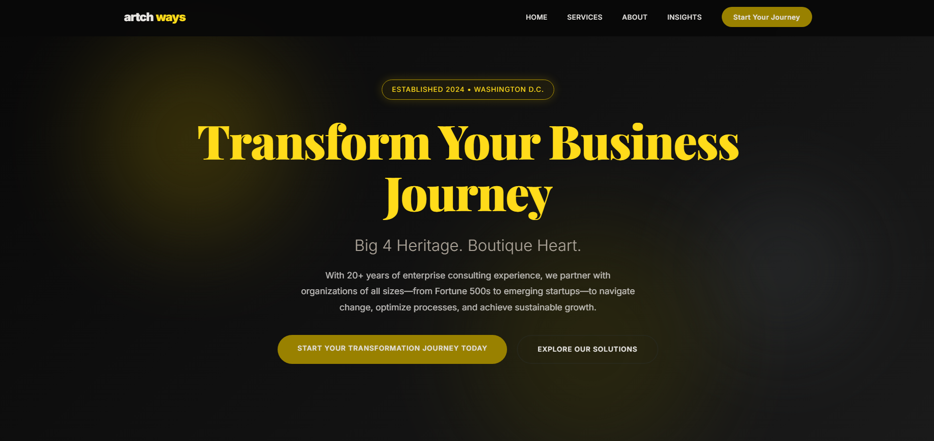 Artchways Solutions homepage — Transform Your Business Journey